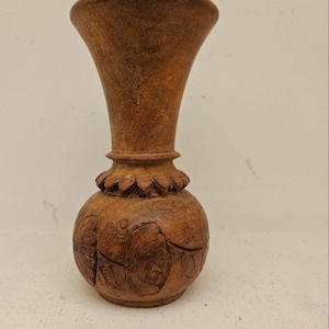 Beautiful hand carved solid wood vase