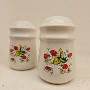 Pair of adorable  vintage strawberry salt and pepper shakers