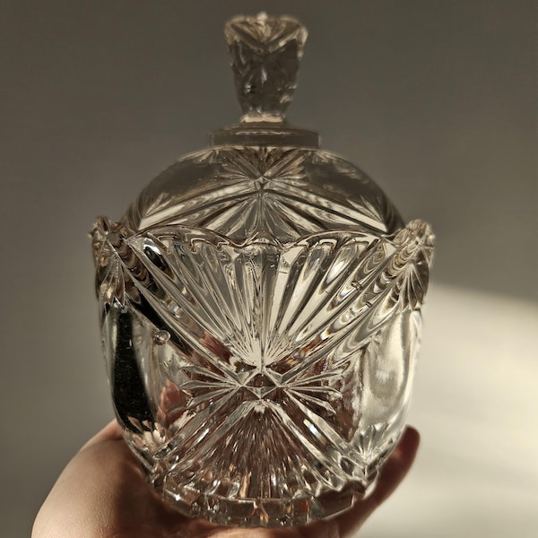 Vintage Cut Crystal Lidded Dish | Starburst Trinket Box