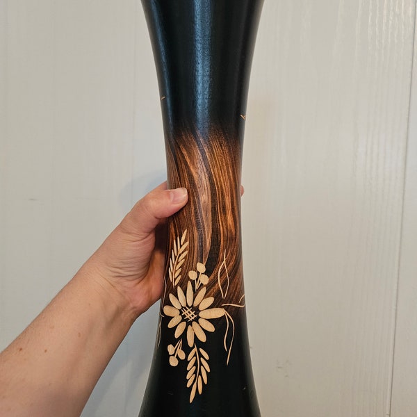 Beautiful hand carved extra large floral vase