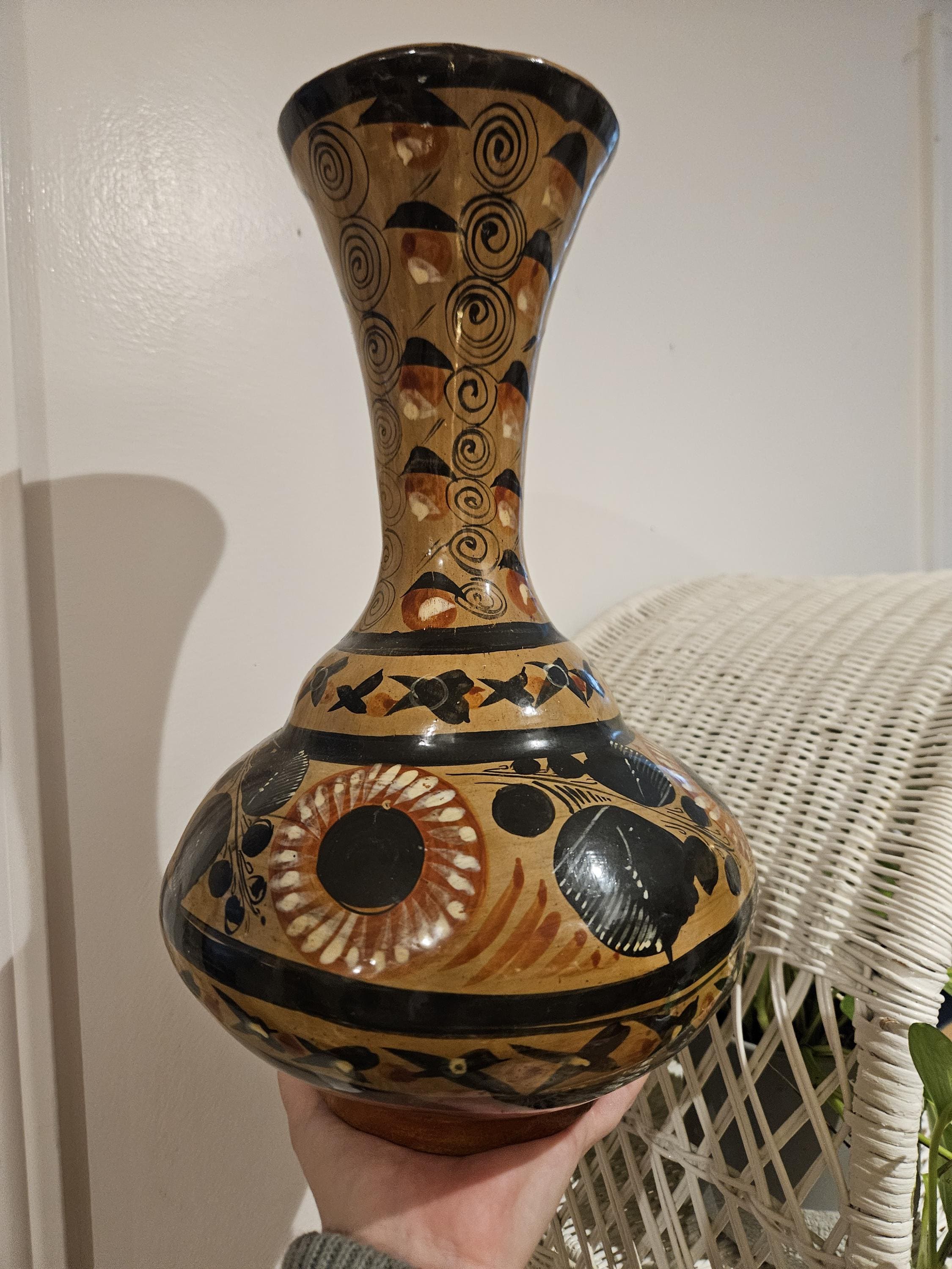 Superbe vase en poterie mexicaine vintage extra large