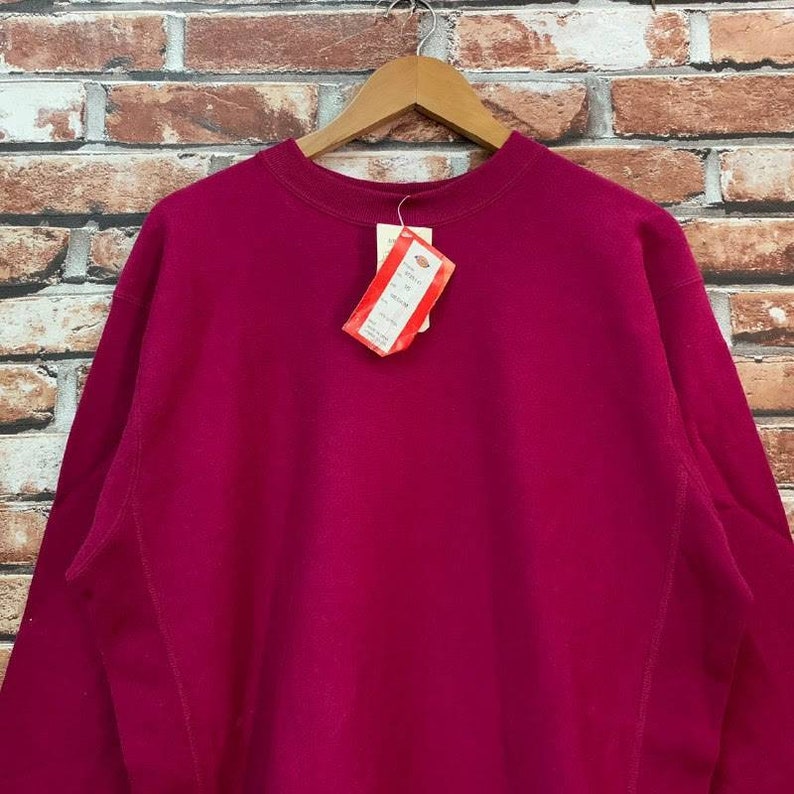 Vintage 90s DICKIES sweatshirt red colour dickies pullover jumper streetwear workwear crewneck size M