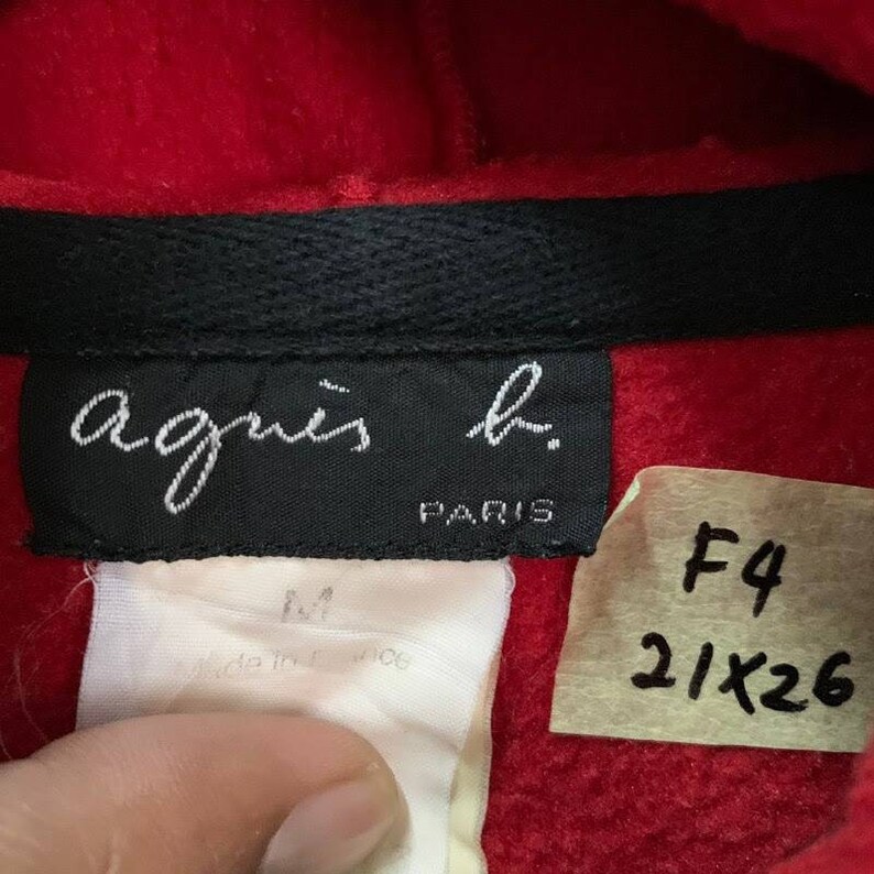 Vintage 90s AGNES B half zip sweatshirt jumper hoodie fashion style streetwear red colour size M