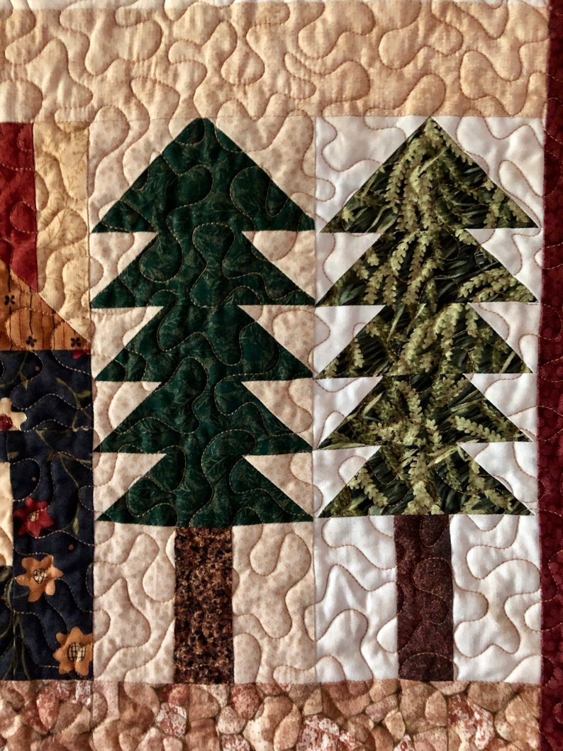 41x43 Quilted Cabin Wall Hanging Cabin in Woods Etsy