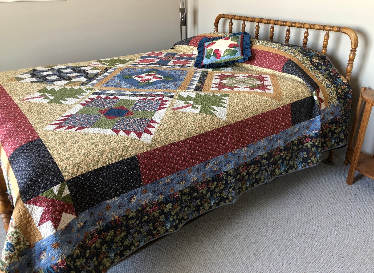 Queen Size Bed Quilt Queen bed quilt with Lake Theme Etsy