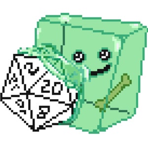 Gelatinous Cube D20 Cross Stitch - Pattern and Kit Available (Kit Version)