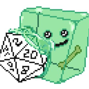 Gelatinous Cube D20 Cross Stitch - Pattern and Kit Available (Pattern Only)