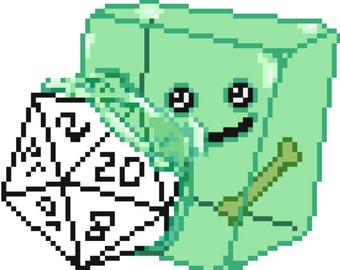 Gelatinous Cube D20 Cross Stitch - Pattern and Kit Available (Pattern Only)