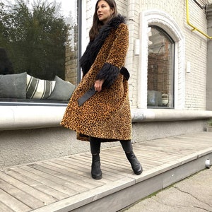 Leopard Print Faux Fur Coat Animal print Full length fake fur | Etsy