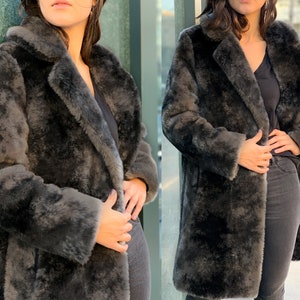 Gray Shaggy Faux Fur Jacket, Festival Hooded Coat for Women Gray Shaggy Faux Fur Jacket, Festival Hooded Coat for Women