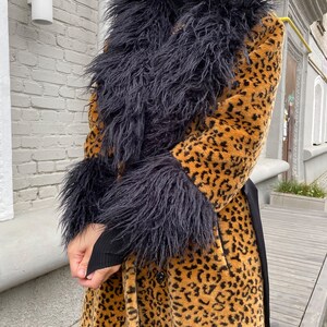 Leopard Print Faux Fur Coat for Women, Animal Print Full Length Fake ...