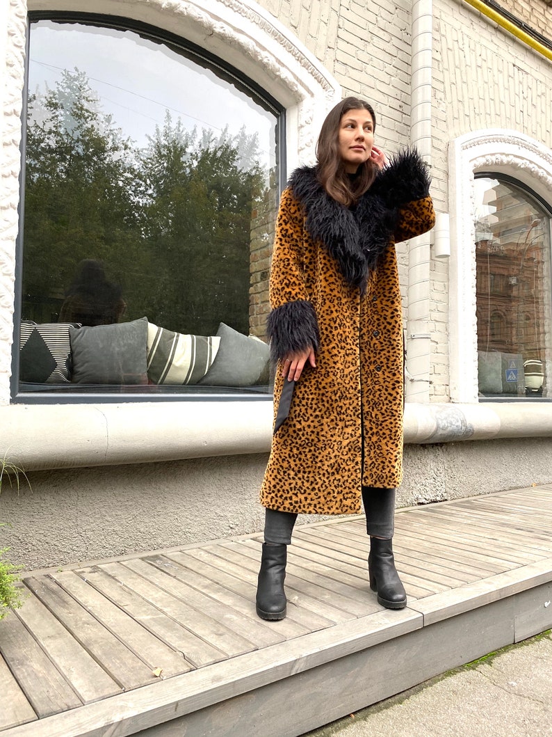 Leopard Print Faux Fur Coat for Women Animal Print Full - Etsy