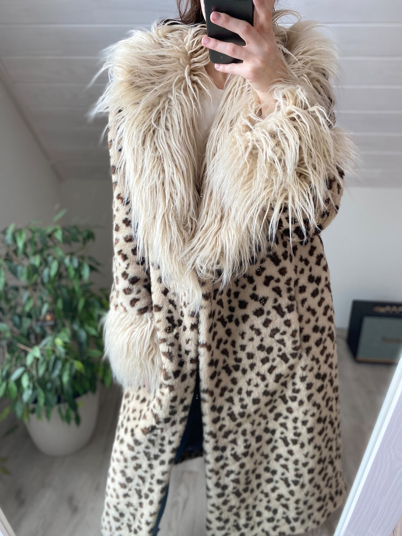 Leopard Print Faux Fur Coat Animal print Full length fake fur | Etsy