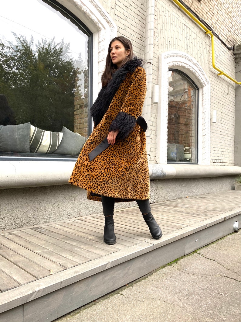 Leopard Print Faux Fur Coat for Women Animal Print Full - Etsy