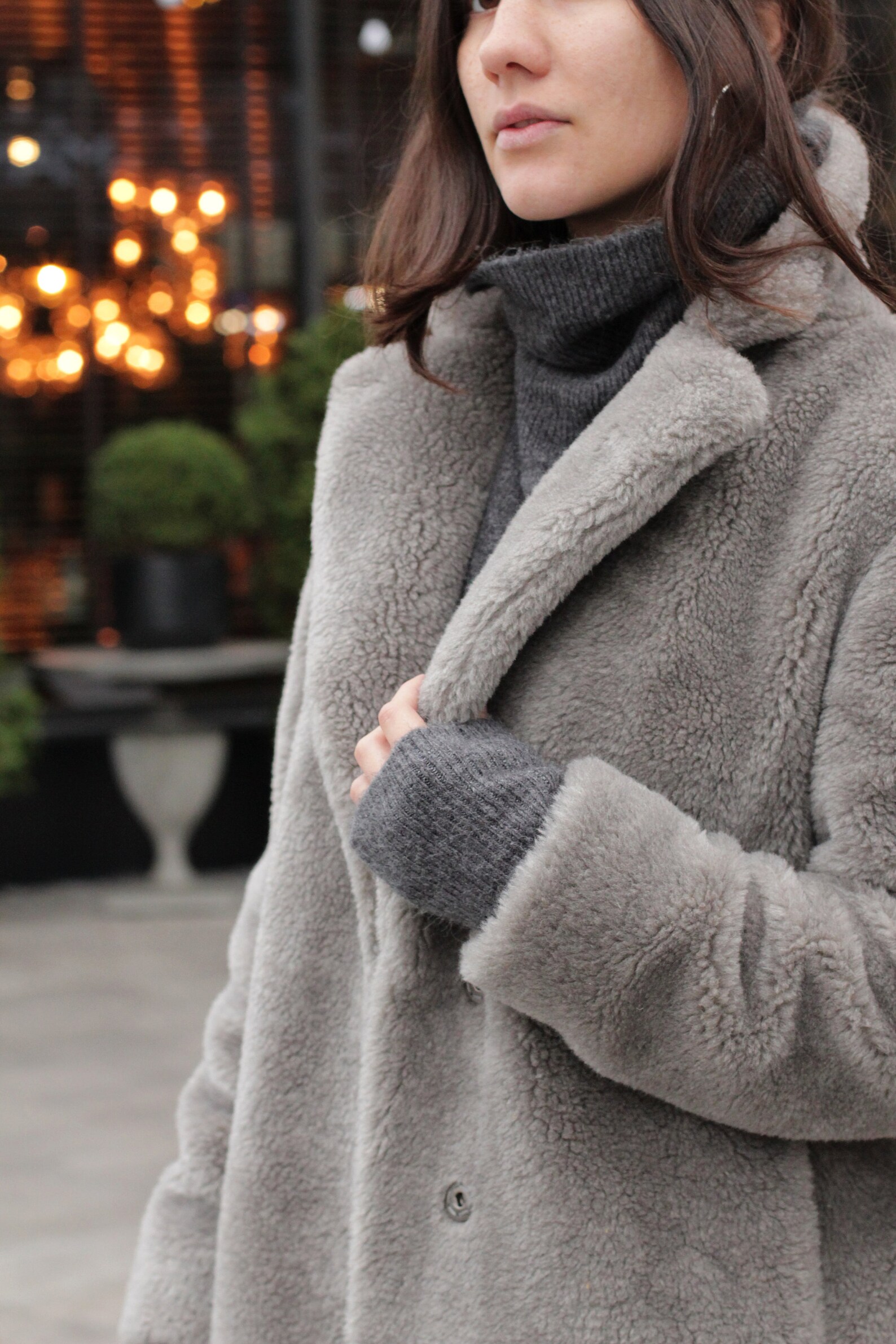 Gray Faux Fur Coat for Women Long Faux Fur Wool Coat Grey Etsy