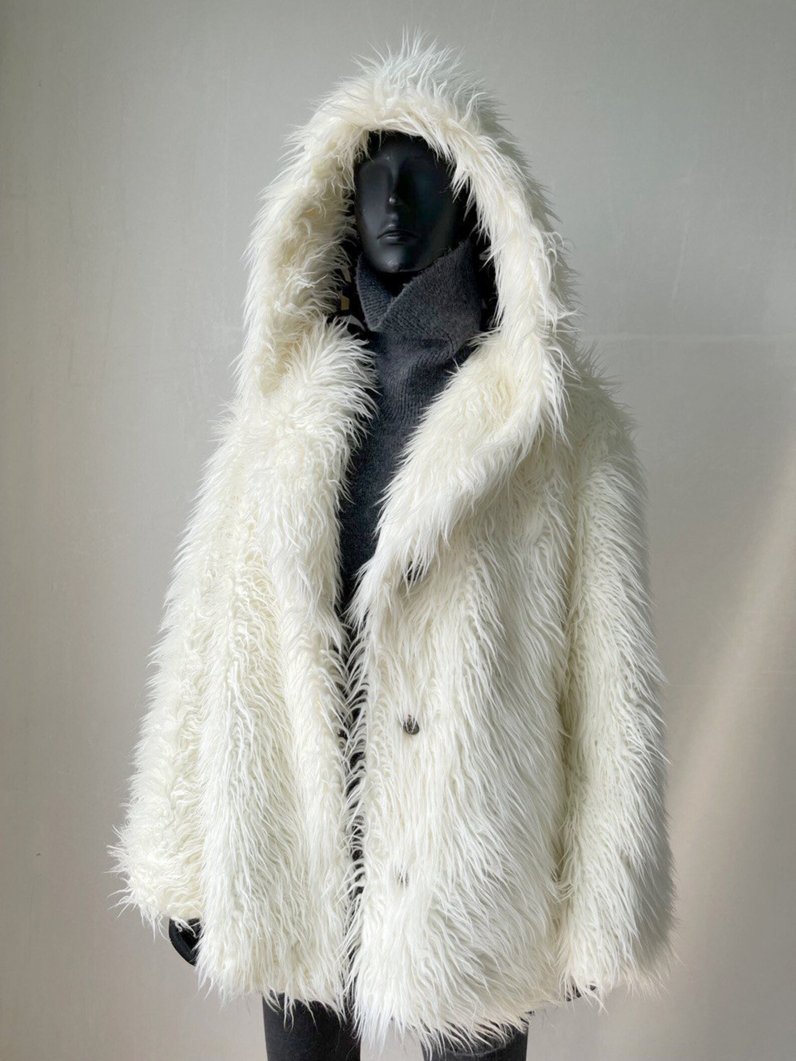 White Faux Fur Coat For Women Shaggy Winter Coat White Llama Faux Fur white-faux-fur-coat-for-women-shaggy-winter-coat-white-llama-faux-fur