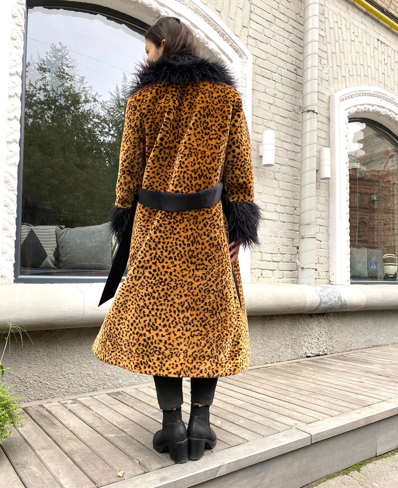 Leopard Print Faux Fur Coat for Women Animal Print Full - Etsy