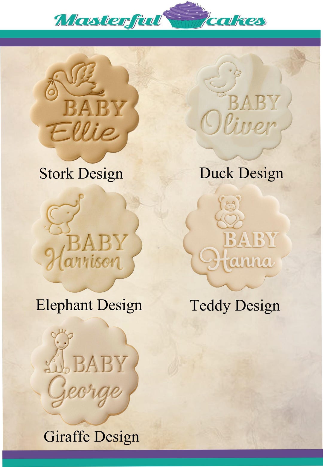 Custom Baby Shower - Cookie Stamp Embosser Stamp Cute Baby Animal ...