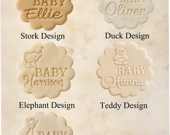 Custom Baby Shower - Cookie Stamp Embosser Stamp Cute Baby Animal designs, Favours Party Bags or gifts M & S biscuits