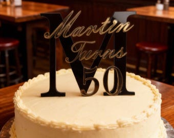 Birthday cake topper large initail design with name and age ideal for that special occations and parties