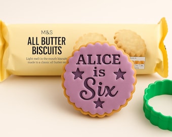 Custom Children’s Name Age Embosser Personalised Cookie Stamp for Birthday Biscuits  Luxury Party Favours & Gifts