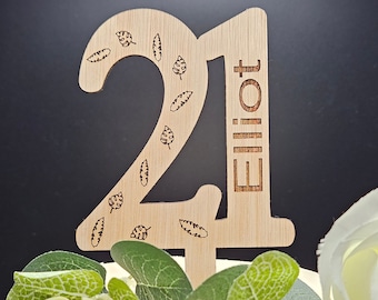 Personalized Wooden Number Cake Topper, Custom Birthday Decor