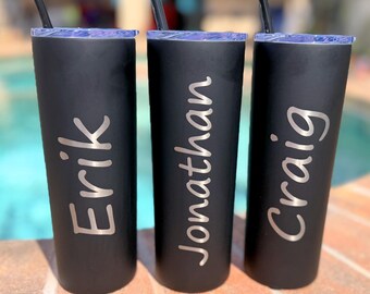 Engraved Black Travel Tumbler: Custom Name Cup for Bachelorette Parties, Bridesmaids & Birthday Gifts Travel Cup