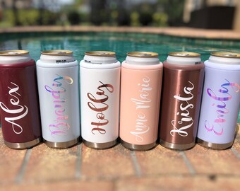 Skinny Can Coolers Team Bride Bride Squad Gifts Bridesmaid gift Travel Coozie Customized Cooler