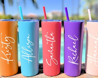 New Fun Matte Colors Custom Tumblers Destination Tumbler Cups Bride Tribe Bachelorette Party Tumbler with Straw