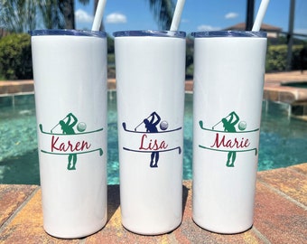 Personalized Golf Tumbler: UV Print, Stainless Steel, Golf Outing Gift