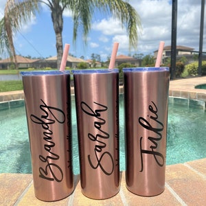 Rose gold and black tumblers Personalized tumblers for all occasions Travel Cup Birthday Tumbler with Straw image 9