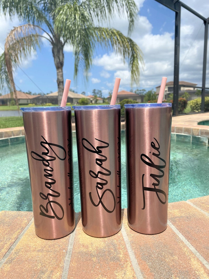 Rose gold and black tumblers Personalized tumblers for all occasions Travel Cup Birthday Tumbler with Straw image 9