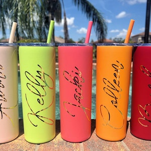 New Fun Matte Colors Custom Tumblers Destination Tumbler Cups Bride Tribe Bachelorette Party Tumbler with Straw