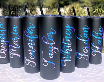 Matte Black Tumblers with your name or destination! Travel Cup Destination Gift Birthday Gift Tumbler with Straw