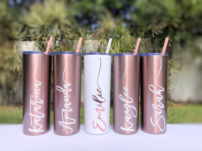 Rose gold tumblers with Your Name or Destination Travel Cup Etsy