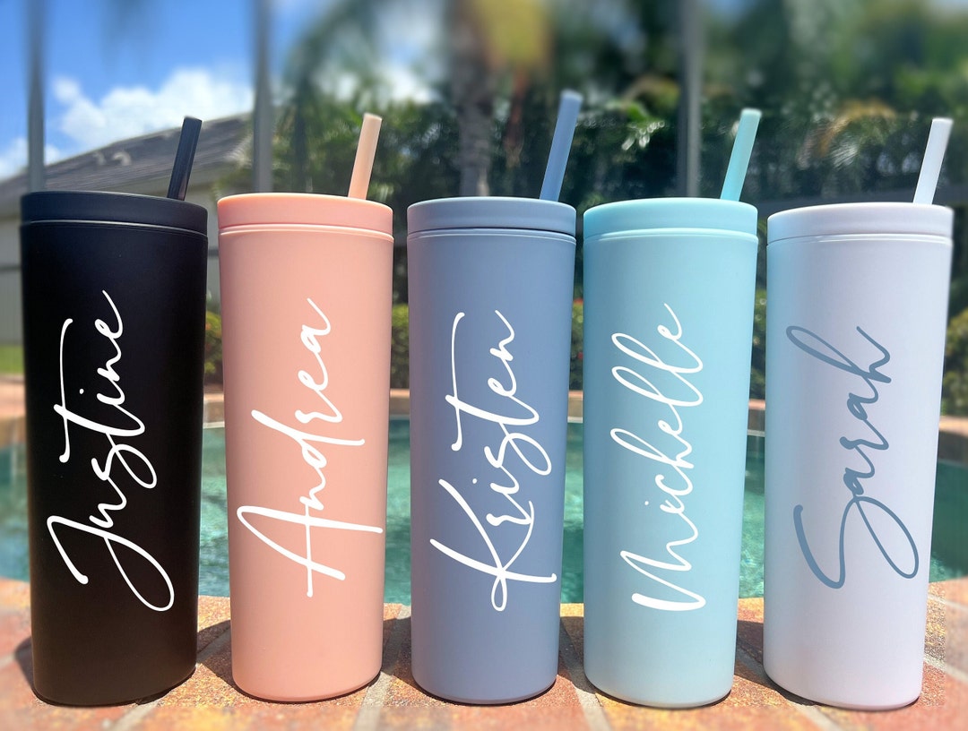 NEW Acrylic Skinny Tumbler With Straw Personalized Tumbler With Straw Party Favor Bridesmaid ...