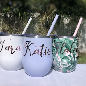 Glitter lavender wine tumblers with name or destination!  Travel Cup Destination Gift  Birthday Gift Tumbler with Straw
