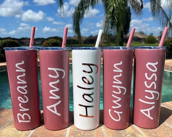 New Glitter Dusty Rose Cup Custom Tumblers Destination Tumbler Birthday Gift Tumbler with Straw Bride Crew Bride Tribe Bachelorette Cups