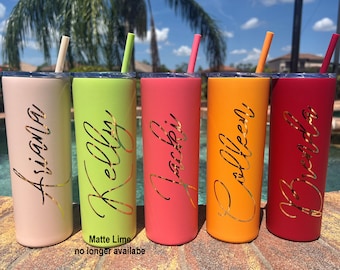 New Fun Matte Colors Custom Tumblers Destination Tumbler Cups Bride Tribe Bachelorette Party Tumbler with Straw