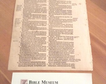 Hoja grande y auténtica de la Biblia de los Obispos de 1568: Página antigua de Inglaterra