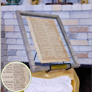 Authentic ancient Bible page framed page handmade Christian art framed Bible page scripture wall art for birthdays and special occasions