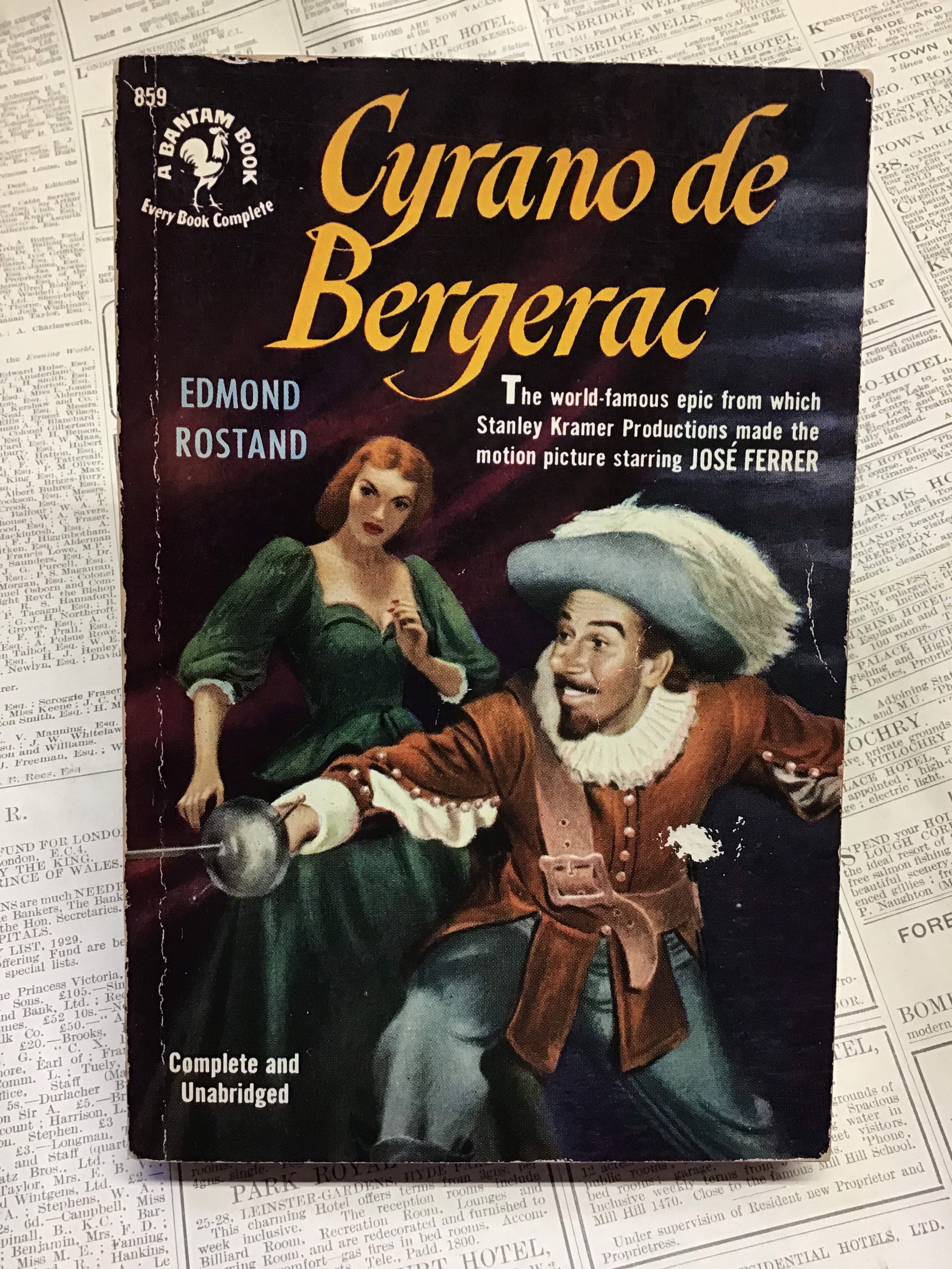 Cyrano De Bergerac by Edmond Rostand, 1950 Bantam Vintage Pb, Very