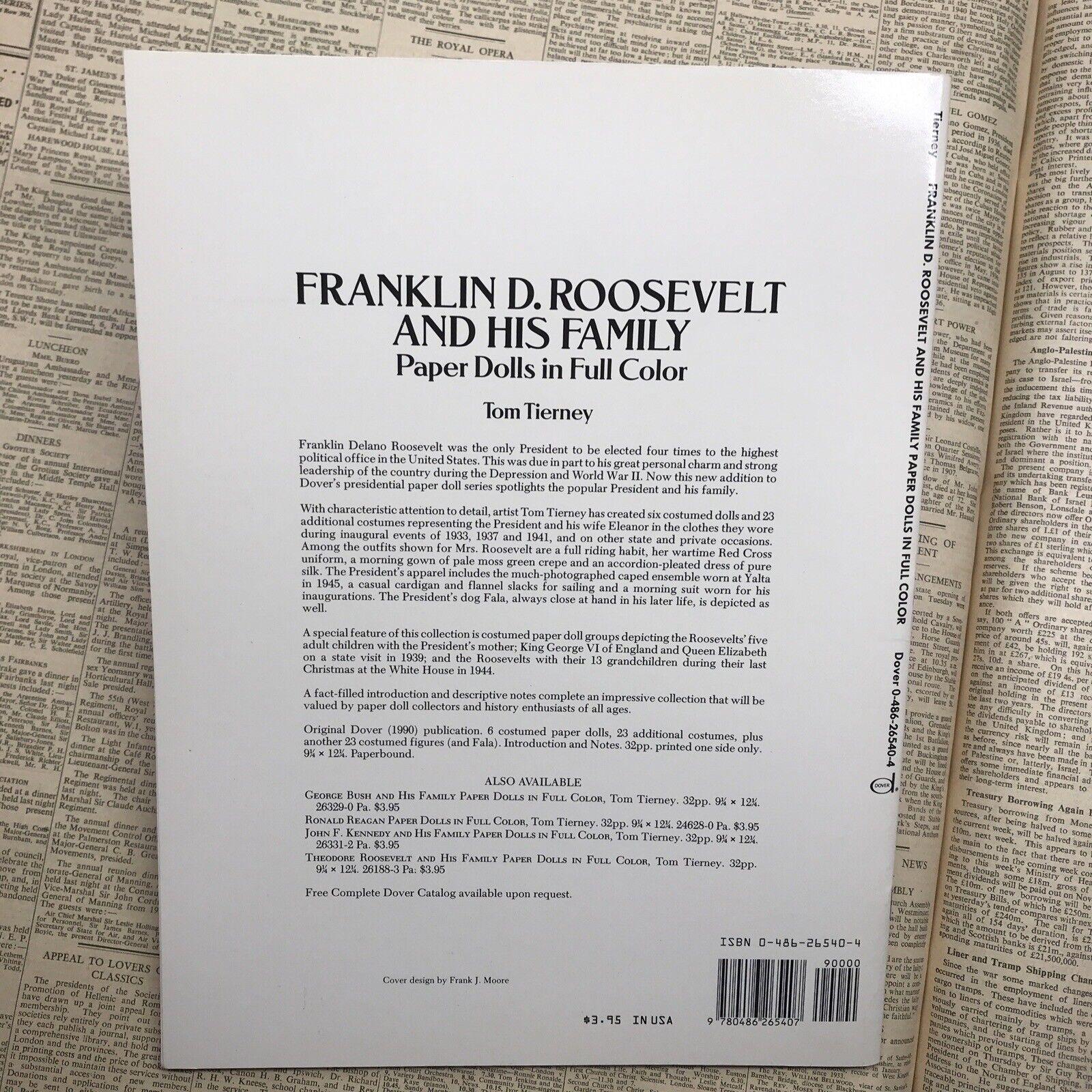 Fdr Papper Paper Dolls Uncut Franklin D. Roosevelt and His Family Tom Tierney ...