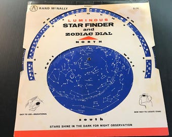 Vintage Rand McNally Luminous Star Finder & Zodiac Dial 1970 Astronomy Chart