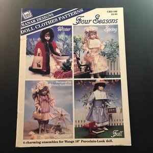 Four Seasons Doll Clothes Patterns by Patsy Needham 1991 Wangs 16" Doll