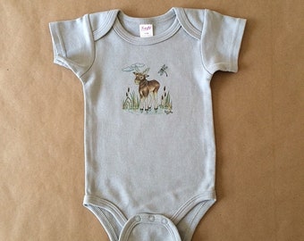 Moose onesie®, Baby bodysuit, Baby clothing, Onesie® bodysuit, New born gift, Original art© design, Baby shower gift, Baby boy, Baby girl