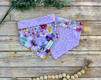 Spring Floral Dog Bandana//Polka Dot Dog Bandana//Reversible Dog Bandana//Dog Bandana