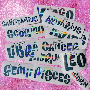 Bratz  Zodiac Decal Sticker | Holographic Vinyl Sticker | Astrology Sign Decal | Y2K Aesthetic Sticker | Zodiac Car Laptop Tumbler Decal