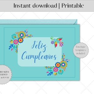 Feliz Cumpleaños | SPANISH Happy Birthday card | Mexican birthday | Printable instant download