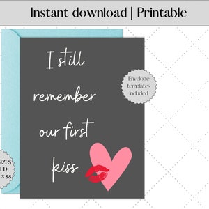 Valentinstag Karte | Erste Kuss Karte | Jubiläumskarte | Sofortdownload | Druckbar | 2 Größen inklusive